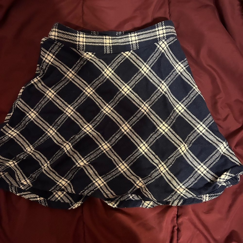 Prince & Fox Navy Blue and White Plaid Mini Skirt Size XS